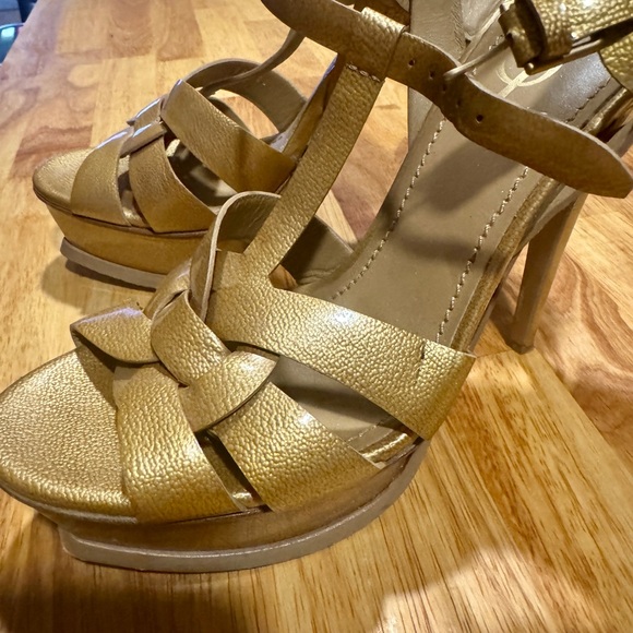 Saint Laurent Tribute Leather T-Strap Platform Sandals As Is 39 - Picture 2 of 10